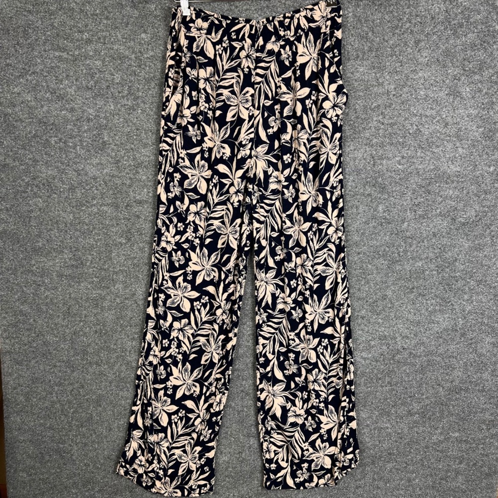 Faherty Floral Pants Womens M Blue Floral Excellent Pockets